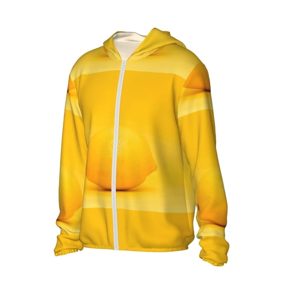 Picia Yellow Lemon Women's Men's UPF 50+ Sun Protection Hoodie Shirt Long Sleeve SPF Fishing Outdoor UV Hiking Lightweight Shirts-Medium