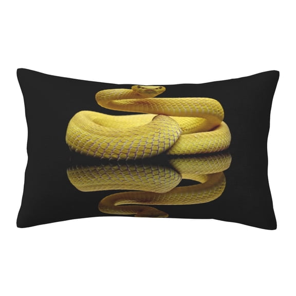 Picia Yellow White-Lipped Pit Viper Pattern Plush Pillow Case – Soft and Cozy Cushion Cover, Hypoallergenic Throw Pillow Case for Home Decor-14"x20"