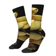 thumbnail image 1 of Picia Yellow White-Lipped Pit Viper Print Athletic Socks for Men & Women – Cushioned Moisture-Wicking Crew Socks for Sports, Running, and Training, Soft & Breathable Size 5-11, 1 of 6