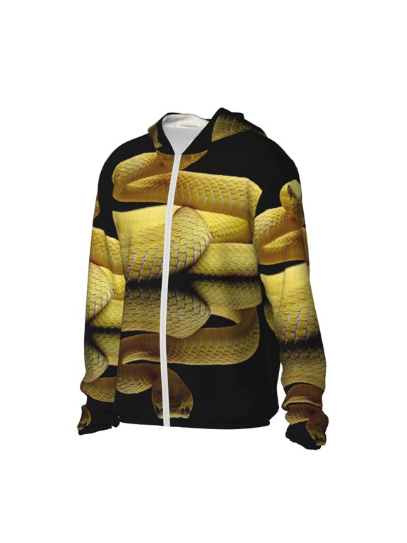 Yellow White-Lipped Pit Viper Women's Men's UPF 50+ Sun Protection Hoodie Shirt Long Sleeve SPF Fishing Outdoor UV Hiking Lightweight Shirts-