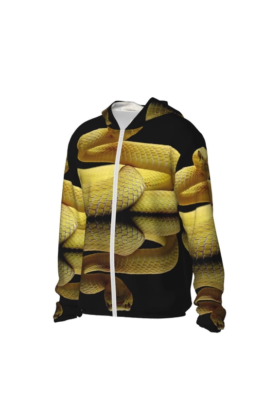 Yellow White-Lipped Pit Viper Women's Men's UPF 50+ Sun Protection Hoodie Shirt Long Sleeve SPF Fishing Outdoor UV Hiking Lightweight Shirts-