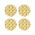 thumbnail image 1 of Picia Yellow White Plaid Sunflower Printed Leather Coasters for Drinks, 4" Drink Coasters Set of 4 for Tabletop Protection, Handmade Luxurious Home Décor and Housewarming Gift -Round Shape, 1 of 6