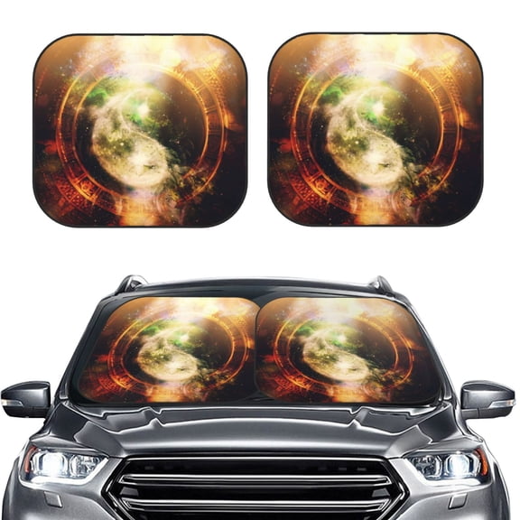 Picia Yin Yang 1 2 Piece Car Windshield Sun Shade Foldable | Foldable Sun Shield for Front Window Blocks UV Rays and Keeps Your Vehicle Cool-Small