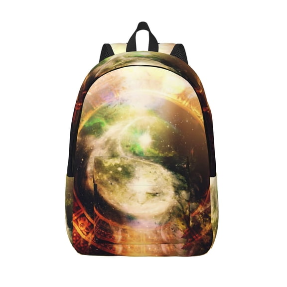Picia Yin Yang 1 Printed Canvas Daypack - Stylish and Durable Vintage Compact Backpack - Class, Work, Travel, or Laptop Bookbag,Organized Compartments-Small