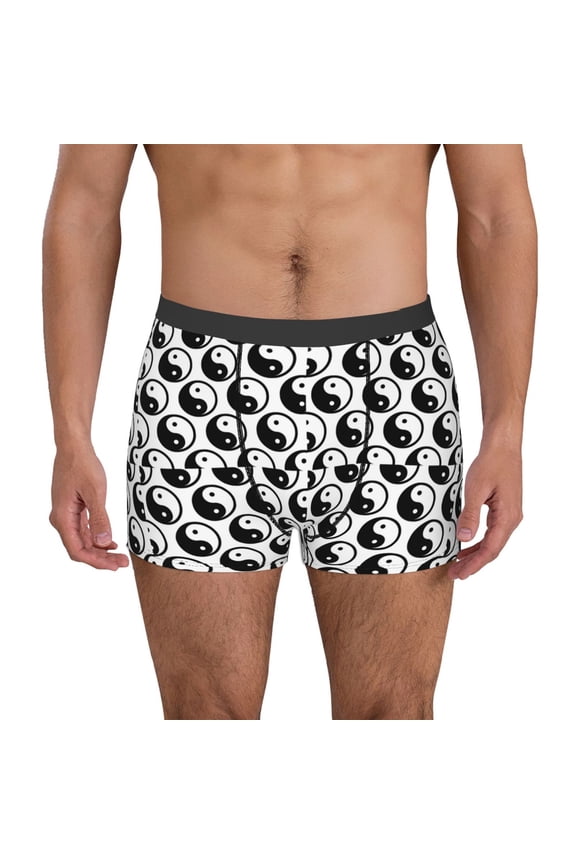 Yin Yang Pattern Men’s Boxer Briefs – Soft & Breathable Underwear, Stretchy & Comfortable Fit, Supportive Pouch Design, Moisture-Wicking-XX-Large