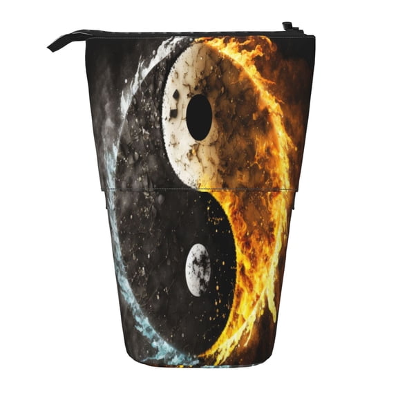 Picia Yin Yang Print Telescopic Pencil Case, Telescopic Pen Holder Telescopic Pencil Pouch Bag Stationery Pencil Case Box Storage Organizer Makeup Bag