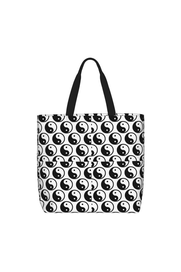 Yin Yang for Tote Bag for Women with Zipper, Gym Tote with Compartments, Laptop Work Tote Nurse Dance Yoga Bag for Sport, Travel