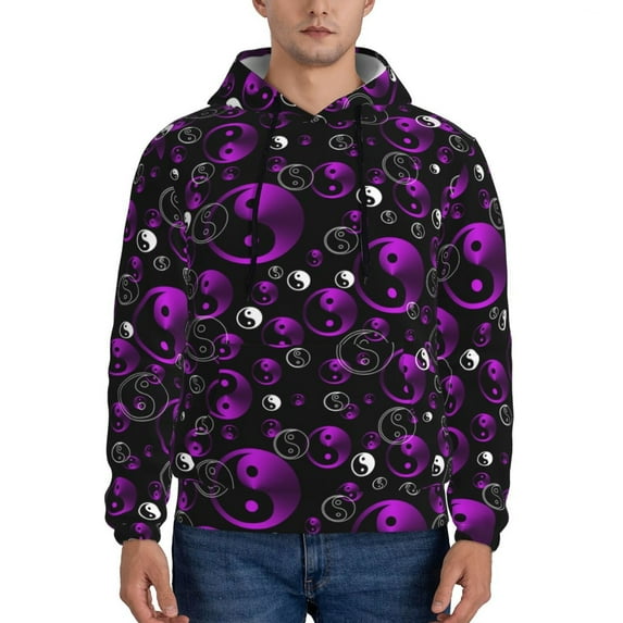 Picia Yin Yang1 Pattern Casual Men's Hoodie - Lightweight Hooded Sweatshirt with Kangaroo Pocket, Comfortable Pullover for Everyday, Travel-3X-Large