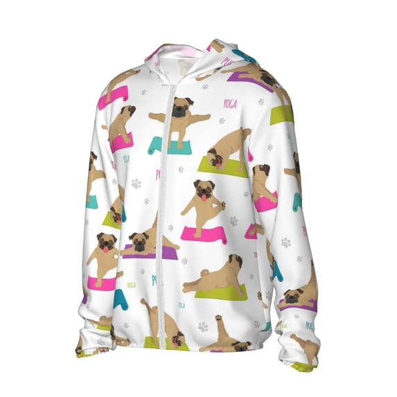 Picia Yoga Dogs Poses Women's Men's UPF 50+ Sun Protection Hoodie Shirt Long Sleeve SPF Fishing Outdoor UV Hiking Lightweight Shirts-X-Large