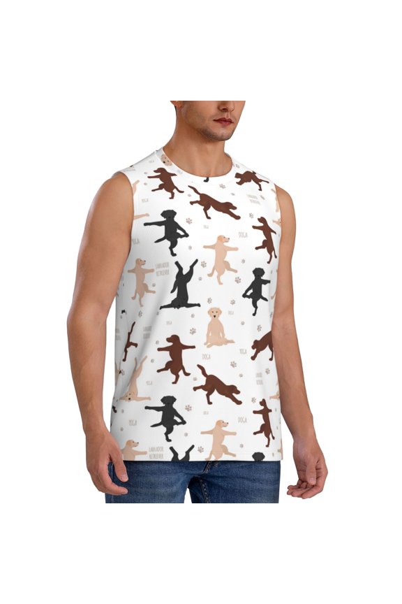 Yoga Labrador Retriever mens Cotton Tank Undershirts , Moisture-wicking Ribbed Tanks, Lightweight Cotton Tank Undershirts-X-Large