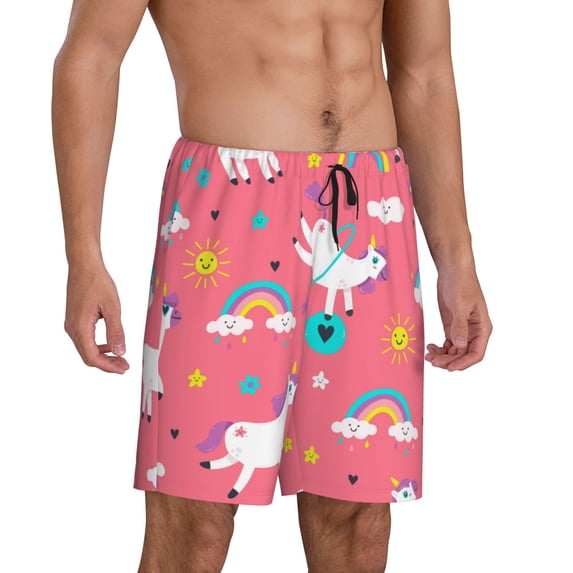 Picia Yoga Unicorn Pajama Shorts for Men, Men's Pajama Bottoms, Sleepwear,Short Pajama Pants-X-Large