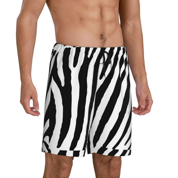 Picia Zebra Pajama Shorts for Men, Men's Pajama Bottoms, Sleepwear,Short Pajama Pants-Medium