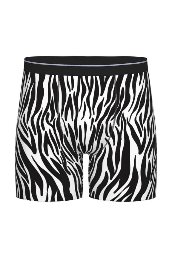 Zebra Pattern Men's Athletic Long Leg Briefs , Performance Stretch Underwear，Moisture-Wicking