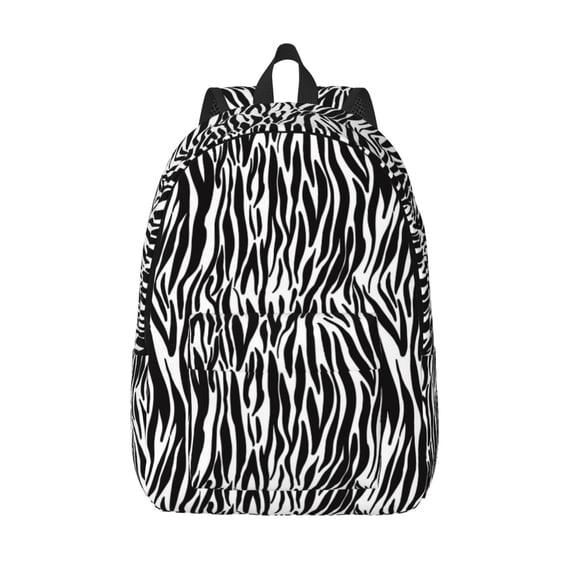 Picia Zebra Printed Canvas Daypack - Stylish and Durable Vintage Compact Backpack - Class, Work, Travel, or Laptop Bookbag,Organized Compartments-Small
