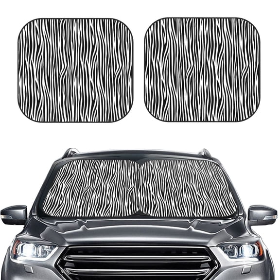 Picia Zebra Skin 2 Piece Car Windshield Sun Shade Foldable | Foldable Sun Shield for Front Window Blocks UV Rays and Keeps Your Vehicle Cool-Small