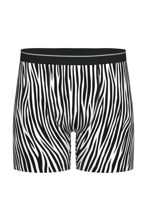 Zebra Skin Pattern Men's Athletic Long Leg Briefs , Performance Stretch Underwear，Moisture-Wicking