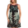thumbnail image 1 of Picia Zombie Flower Apocalypse Print Women’s Sleeveless Midi Swing Dress – A-Line Pleated Tank Sundress, Comfortable and Flowy T-Shirt Dress, 1 of 7