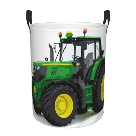 Picia big farm tractor Pattern Large Laundry Basket, Waterproof, Freestanding Laundry Hamper, Collapsible Tall Clothes Hamper with Extended Handles-Medium