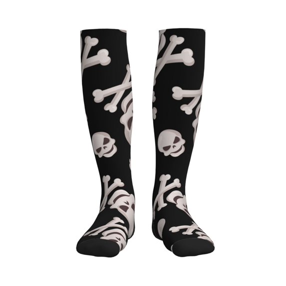 Picia black white Skull bone Printed Sports Compression Socks - 15-20mmHg Graduated Compression, High-Performance Soft and Breathable Socks for Men and Women