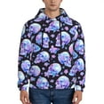 thumbnail image 1 of Picia blue Skull flower Pattern Casual Men's Hoodie - Lightweight Hooded Sweatshirt with Kangaroo Pocket, Comfortable Pullover for Everyday, Travel-3X-Large, 1 of 7