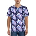 thumbnail image 1 of Picia blue starry sky Skull flower Pattern Mens Polo Shirts Quick Dry Short Sleeve Golf T Shirt Performance Moisture Wicking Casual Workout Baseball T-shirt-Large, 1 of 7