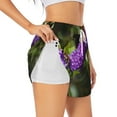thumbnail image 1 of Picia butterfly bush flower Pattern Women's 2 in 1 Athletic Running Shorts High Waisted Workout Casual Gym Sweat Shorts with Comfy Liner Zipper Pockets-Large, 1 of 7