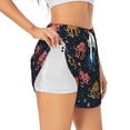 thumbnail image 1 of Picia cartoon doodle octopus Pattern Women's 2 in 1 Athletic Running Shorts High Waisted Workout Casual Gym Sweat Shorts with Comfy Liner Zipper Pockets-X-Large, 1 of 7