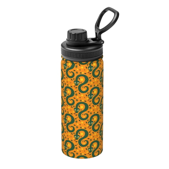 Picia cartoon snake Pattern Water Bottle 18 oz Stainless Steel Insulated Bottles With Handle Leak Proof Gym Sport Water Jug BPA-free insulated kettle For Men Women Adults