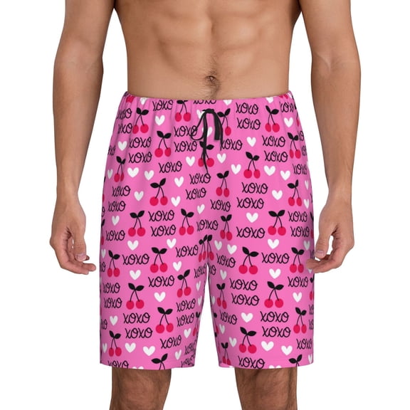 Picia cherry Pattern Pajama Shorts for Men, Men's Pajama Bottoms, Sleepwear,Short Pajama Pants-3X-Large