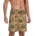 thumbnail image 1 of Picia coffee Stamps Pajama Shorts for Men, Men's Pajama Bottoms, Sleepwear,Short Pajama Pants-Small, 1 of 9