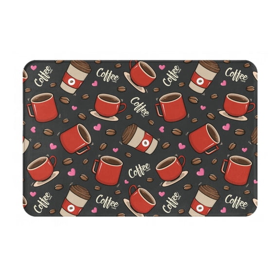 Picia coffee mug cup Pattern Flannel Doormat  16x24 Inch Non-Slip Indoor Mat, Absorbent & Quick-Dry Rug for Entryway, Bathroom, Kitchen, and Bedroom, Machine Washable