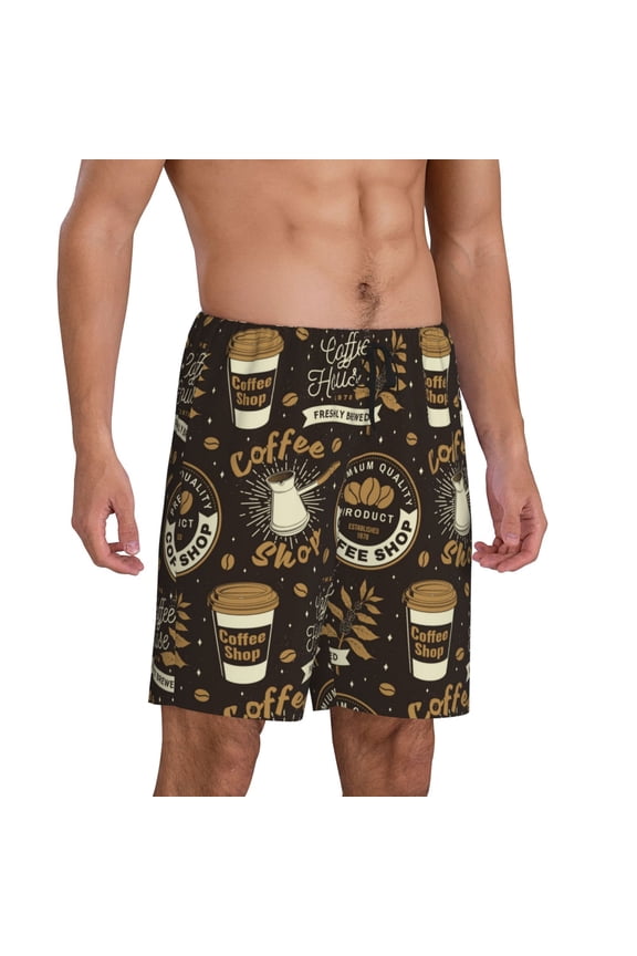 coffee shop house Pajama Shorts for Men, Men's Pajama Bottoms, Sleepwear,Short Pajama Pants-X-Large