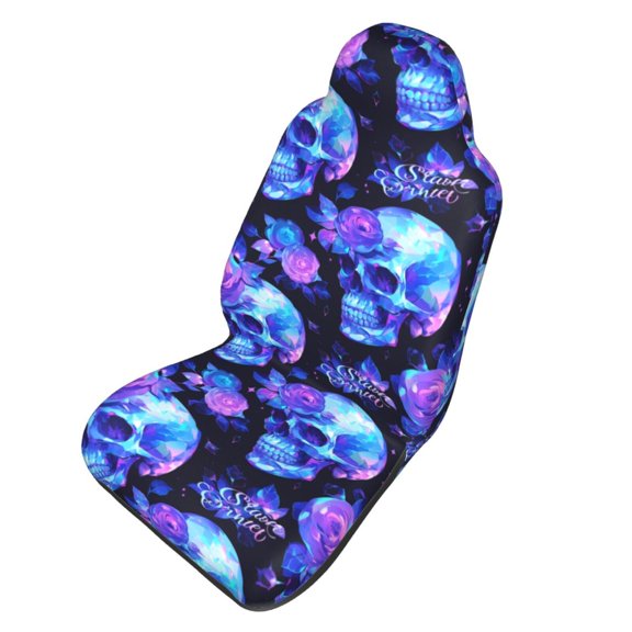 Picia cool crystal Skull flower Print Waterproof Sweating Car Seat Cover for Post Gym Workout, Running, Beach and Hiking, Universal Fit Anti-Slip Bucket Seat Protector