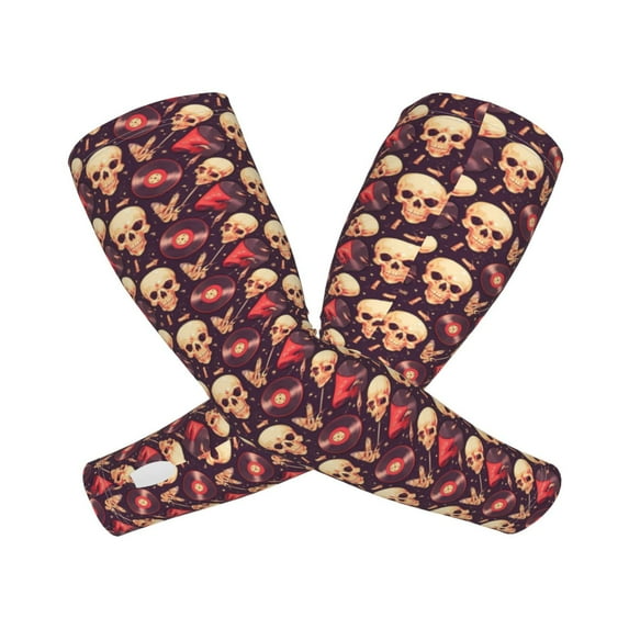 Picia cool rock Skull record Arm Sleeves for Men and Women - Tattoo Cover Up UPF 50+ Cooling Sports Sleeve for Basketball Golf Football-One Size
