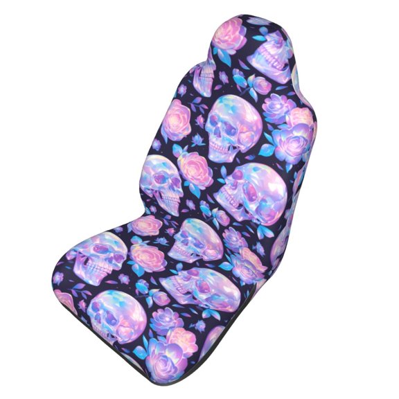 Picia crystal Skull flower Print Waterproof Sweating Car Seat Cover for Post Gym Workout, Running, Beach and Hiking, Universal Fit Anti-Slip Bucket Seat Protector