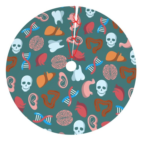 Picia cute Skull organ Print Christmas Tree Skirt , Christmas Tree Skirt Ornaments for Merry Christmas Holiday Party Decorations Indoor Outdoor-48"