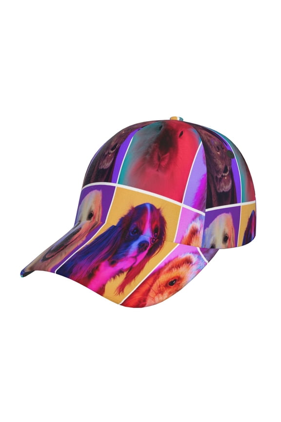 cute dogs of different breeds Pattern Trucker Low Profile Hat Men Women Baseball Cap Dad Hat Adjustable Unconstructed Plain Cap