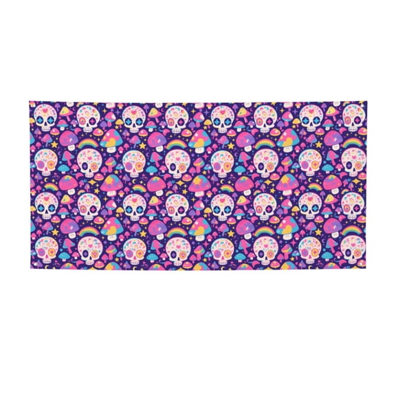 Picia cute rainbow mushroom Skull Pattern Party Banner, Festive Decoration, Holiday Banner, Celebration Decor, Event Banner, Reusable Party Banner-Medium