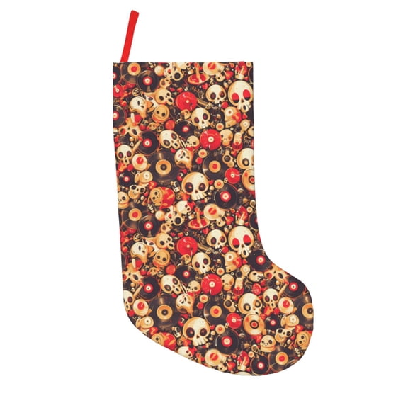 Picia cute record music Skull Pattern Christmas Stockings, 18 Inches Knit Christmas Stockings, Stockings Christmas Cable Knitted Xmas Hanging Stockings