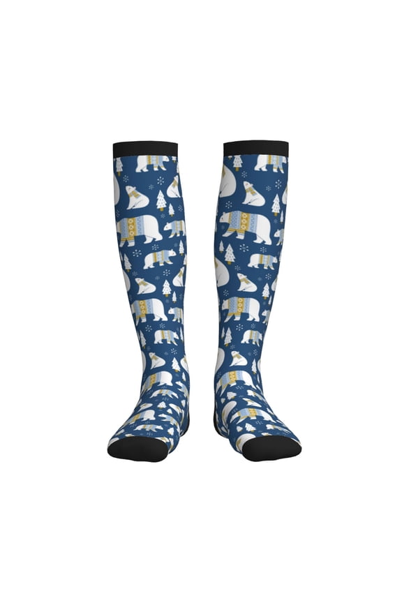 cute winter bear Printed Sports Compression Socks - 15-20mmHg Graduated Compression, High-Performance Soft and Breathable Socks for Men and Women