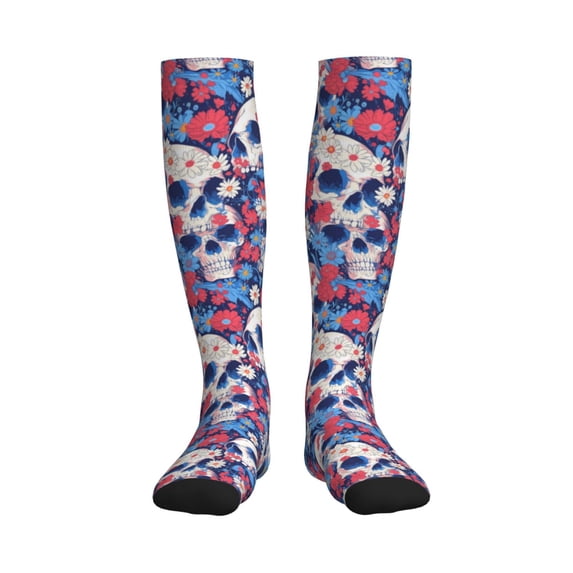 Picia daisy Skull red flower Printed Sports Compression Socks - 15-20mmHg Graduated Compression, High-Performance Soft and Breathable Socks for Men and Women