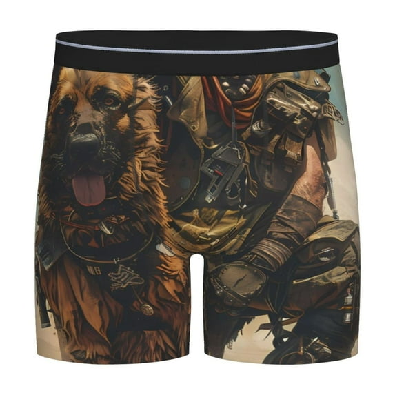 Picia desert Man Shepherd Dog Pattern Men's Athletic Long Leg Briefs , Performance Stretch Underwear,Moisture-Wicking