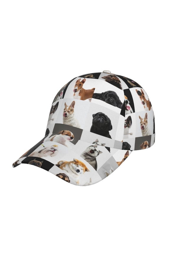 dogs pets collage Pattern Trucker Low Profile Hat Men Women Baseball Cap Dad Hat Adjustable Unconstructed Plain Cap
