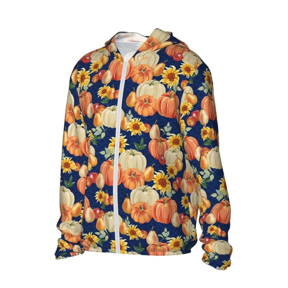 Picia fall Pumpkin Daisy Women's Men's UPF 50+ Sun Protection Hoodie Shirt Long Sleeve SPF Fishing Outdoor UV Hiking Lightweight Shirts-Medium