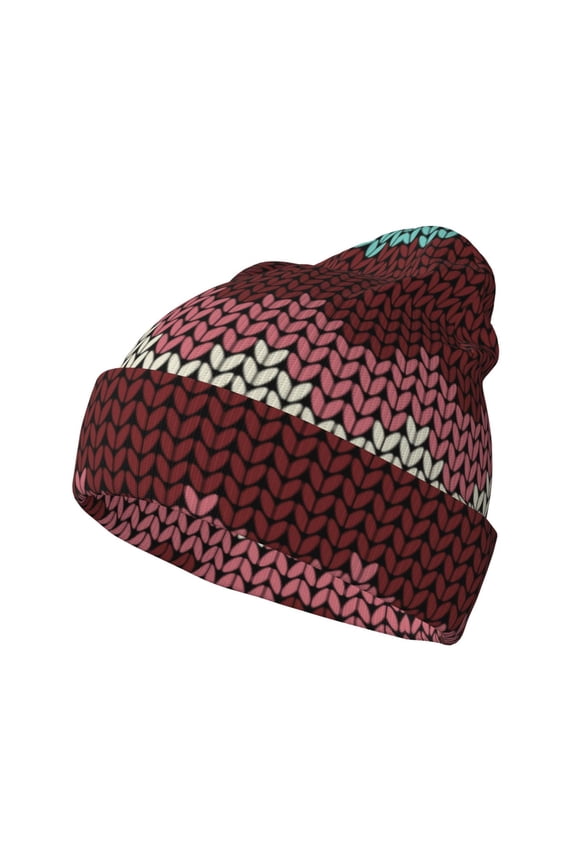 fall leaf Element Pattern Knitted Beanie Hat for Men and Women , Unisex Winter Warm Stretchy Knit Cap Thick Fisherman Beanies Cuffed Plain Skull Caps