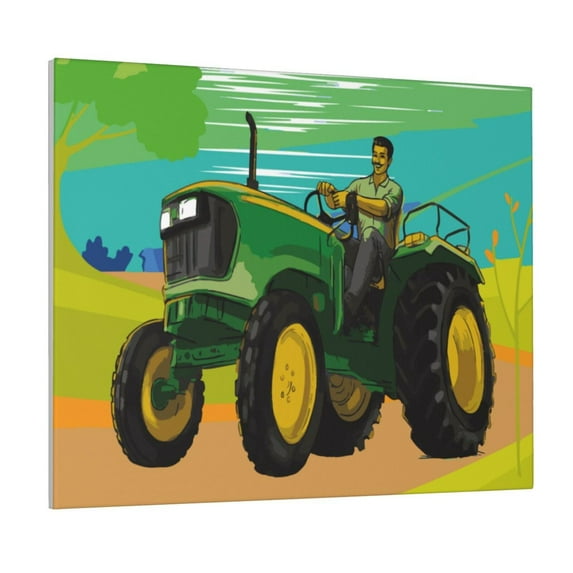 Picia farmer working with tractor at field Pattern Decorative Picture – Unique Wall Art, Modern Canvas Print for Trendy Interiors (Horizontal)