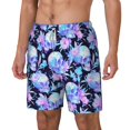 thumbnail image 1 of Picia flower Skull star pattern Mens Swim Trunks with Compression Liner Stretch Beach Shorts Quick Dry with Zipper Pockets No-Chafing Board Shorts-X-Large, 1 of 9