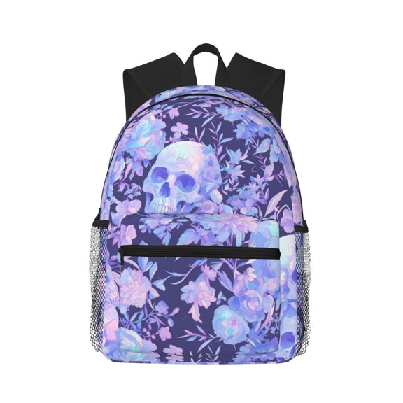 Picia flower crystal Skull Large Capacity Backpack Classic Style Backpack Casual Backpack Water-Resistant School Work Travel Outdoor Backpack