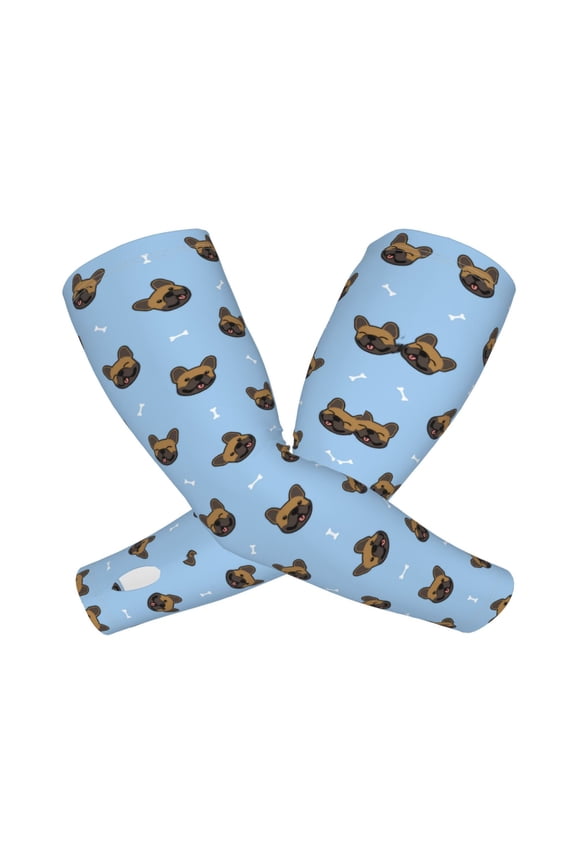 french Bulldog Face Arm Sleeves for Men and Women - Tattoo Cover Up UPF 50+ Cooling Sports Sleeve for Basketball Golf Football-One Size