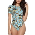 thumbnail image 1 of Picia funny pirate Print Womens One Piece Swimsuits Modest Tummy Control Bathing Suits Lace Up Slimming Swim Suit-Medium, 1 of 7